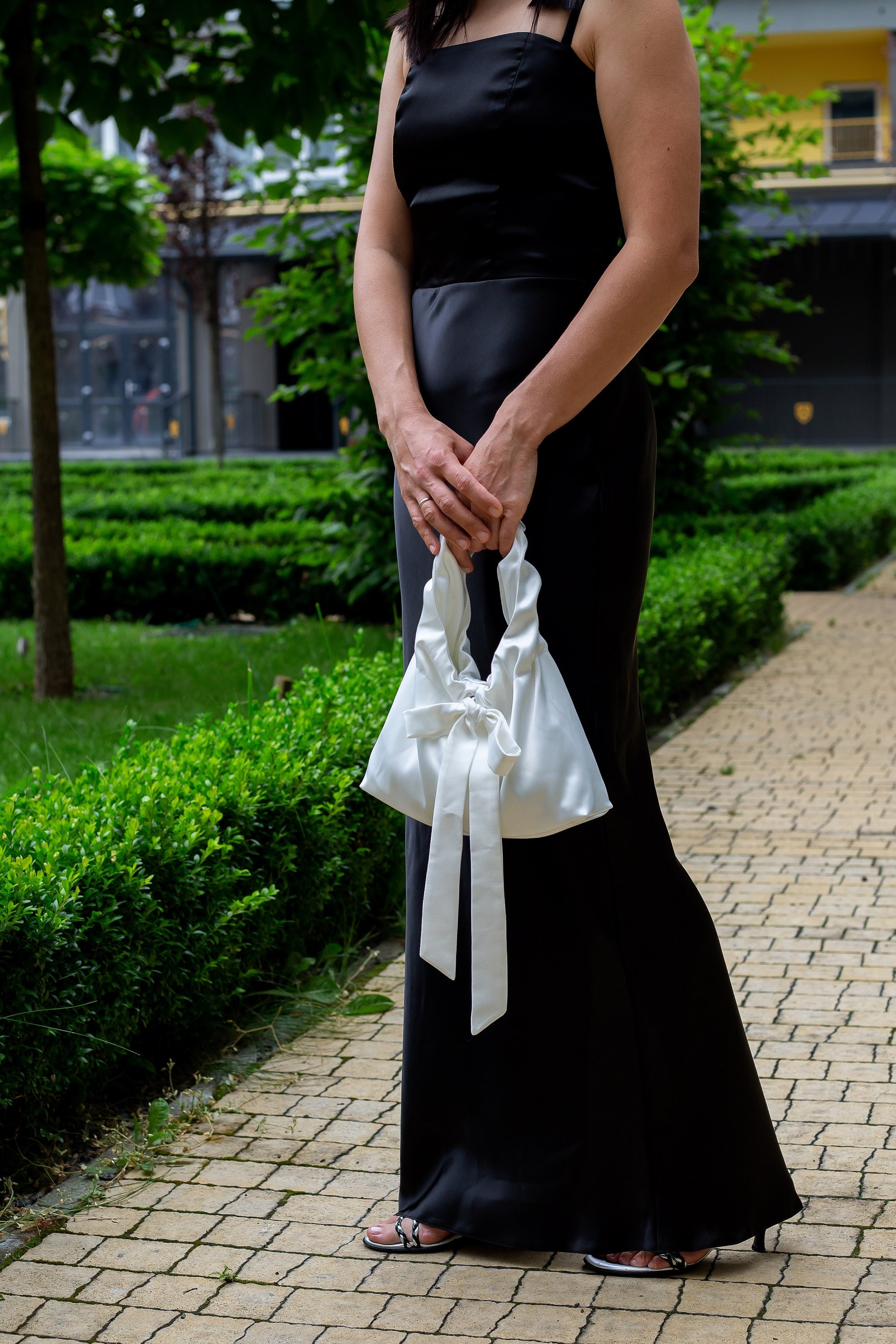 Ivory satin clutch bag for wedding hotsell