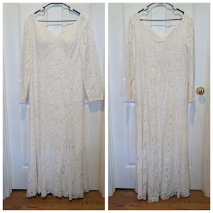 Romantic Rustic Ivory Lace Long Sleeve Wedding Dress Bridal Gown DB Studio 18W