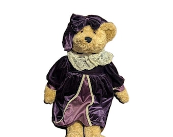 Oso de peluche vintage de terciopelo morado de la colección navideña de JC Penney, estilo victoriano, de 68,5 cm (27 pulgadas), año 2002.