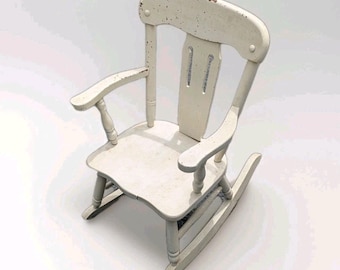 Rustic Cottagecore Farmhouse Distressed Wooden Child Rocking Chair