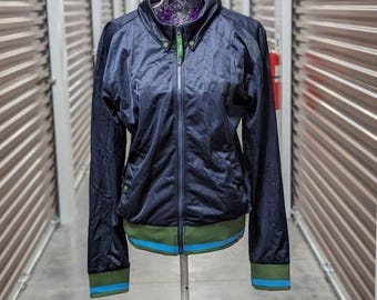 Skunkfunk Y2K Normcore Size 6 Retro Navy & Green Track Jacket Streetwear