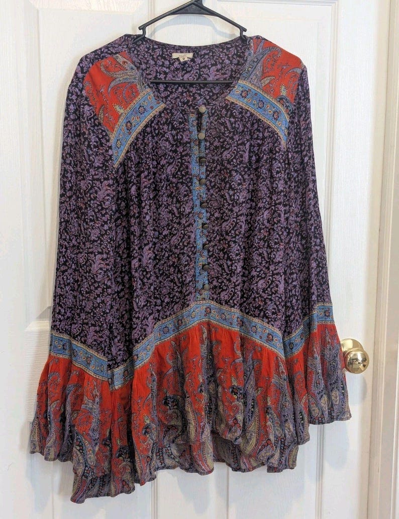 Boho Festival Paisley Bell Sleeve Tunic Ecote Urban Outfitters Whimsigoth Namira image 3