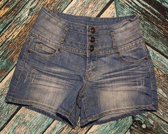 Shorts vaqueros de verano estilo "Chica sexy" del festival Y2K Coquette - Azul asfalto Talla 7