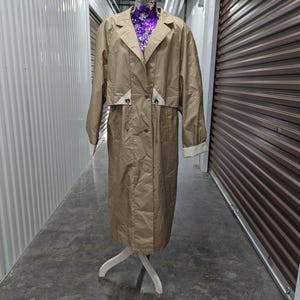 Essentials Vintage Women&#39;s Size 12 Beige Long Raincoat Trench Coat
