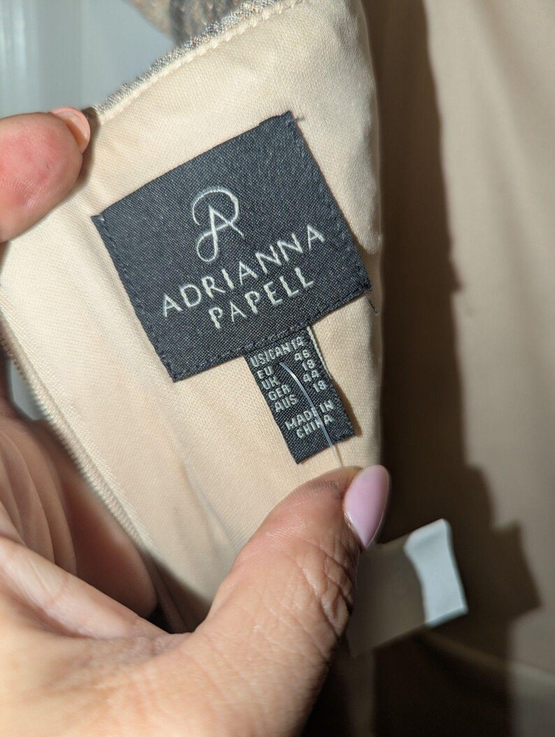 Adrianna Papell Floral Satin Belt Vintage Inspired Midi Formal Dress Gown Sz 14 immagine 7