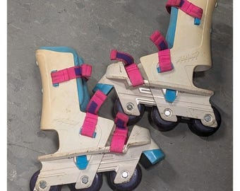Retro Y2K Rollerblades Pink Blue Fisher-Price Adjustable Kids Inline Skates