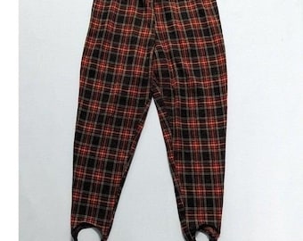 Pantalones de estribo a cuadros estilo grunge retro preppy de los 90, talla 8, Lenox Square