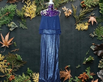 Vestido glamuroso con lentejuelas azul marino de Old Hollywood talla grande 20 Kleinfeld NWT Gala MOB Formal