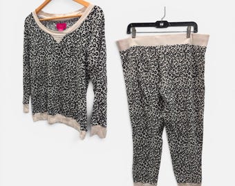 Conjunto de pijama térmico Y2K Coquette Leopard de Victoria's Secret, talla L/XL, Whimsigoth