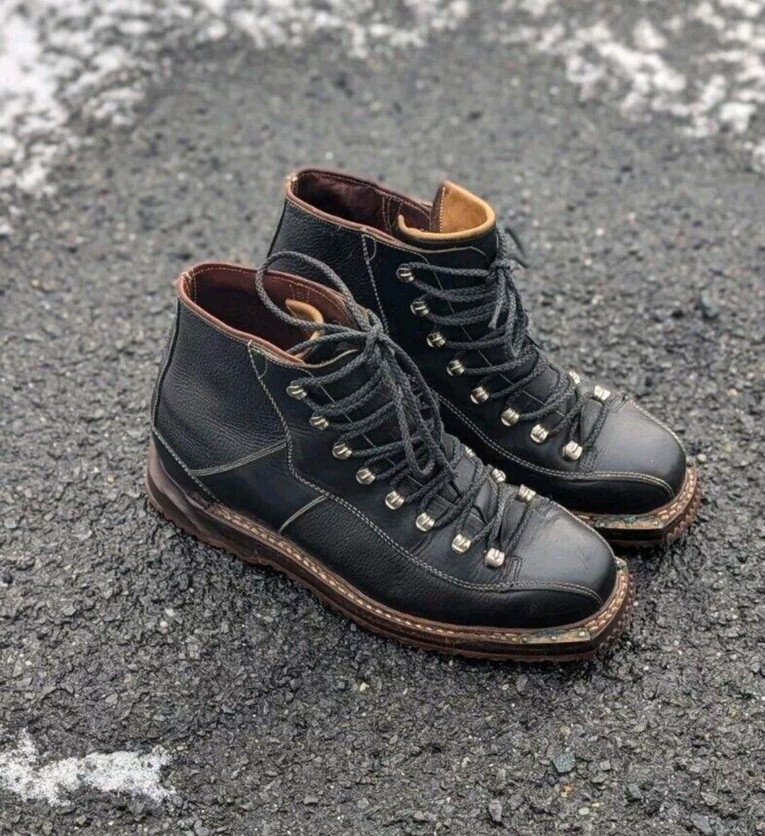 Gorpcore‎ Vintage Swiss RAICHLE Black Leather Telemark Hiking Boots 9.5 Outdoors Raichle Leather Boots Mens - Etsy main image 4