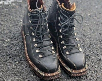 Gorpcore Vintage Swiss RAICHLE Black Leather Telemark Hiking  display picture 1