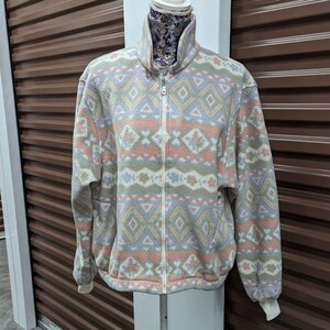 Vintage Alfred Dunner 90s Y2K Aztec Western Pattern Zip Fleece Jacket LP