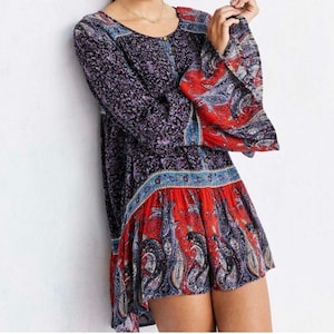 Boho Festival Paisley Bell Sleeve Tunic Ecote Urban Outfitters Whimsigoth Namira image 1