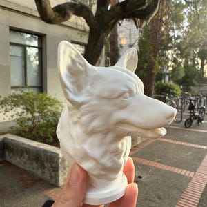 3D Printed Corgi Dog Head Bust Statue - Ready-to-paint - Unpainted for Your Creative Expression
