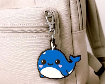 porte-clé baleine heureuse | Charm animal marin kawaii pour sac à main ou sac à dos | Porte-clés | Bonbonnière