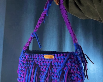Coraline Inspired Crochet Fringe Bag, Gothic Shoulder Purse