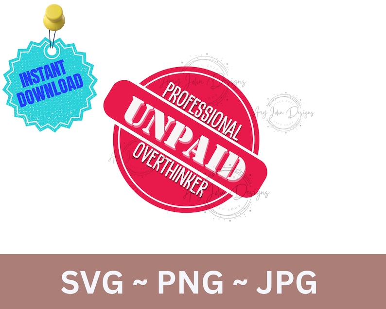 Funny Overthinker SVG: sarcastisch citaat, Cricut en silhouet (digitale download) afbeelding 1