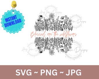 Wildblumen Kunst SVG: Boho Blumen Zitat, Cottagecore Botanical (Digitaler Download)