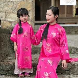 Women and kid matching áo dài- Ao dai over size, big size, teen, girl