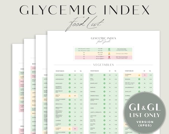 Glycemic Index Food List, Glycemic Load Chart, Diabetic GI Food Chart (Printable PDF)