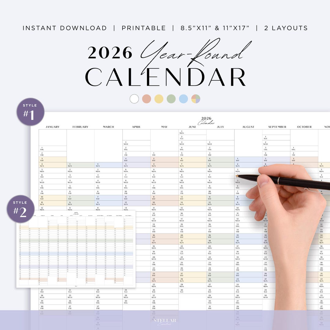 2026 Yearly Calendar, Minimalist One Page Planner (printable PDF) - Etsy