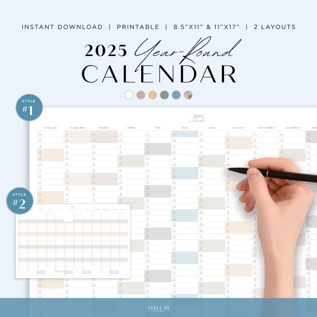 2025-yearly-calendar-full-year-2025-one-page-calendar-monthly-planner-minimalist-year-round-calendar-printable-calendar-muted-rainbow-etsy