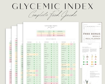 Glycemic Index Food List, Printable Diabetic GI Chart (Digital Download)