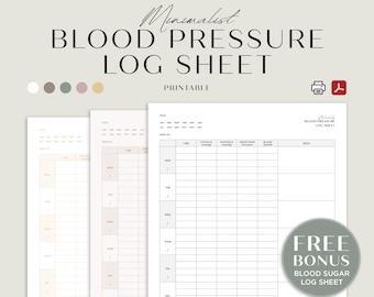 Blood Pressure Log Printable, Blood Pressure Tracker, Weekly Medical Tracker, Editable Daily Blood Pressure Form, Blood Sugar Log PDF