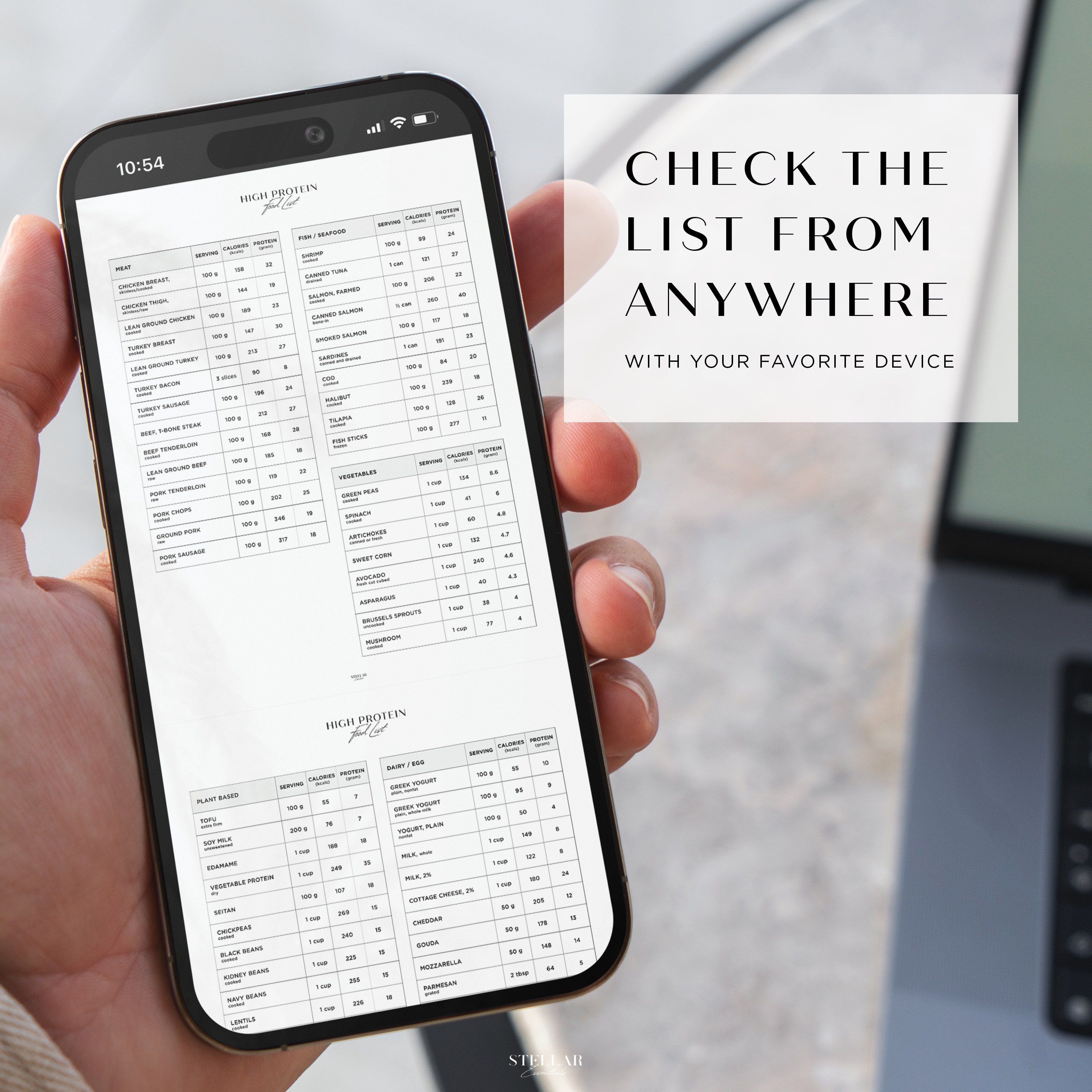 Printable High Protein Food List, Protein Chart, Low Carb Foods ...