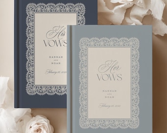 Personalized Vintage Lace Wedding Vow Book: Chateaucore His and Her Heirloom Keepsake