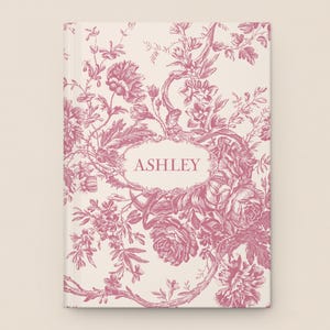 Spersonalizowany dziennik toile: spersonalizowany notatnik z imieniem, elegancki prezent w postaci pamiętnika w stylu vintage z motywem kwiatowym