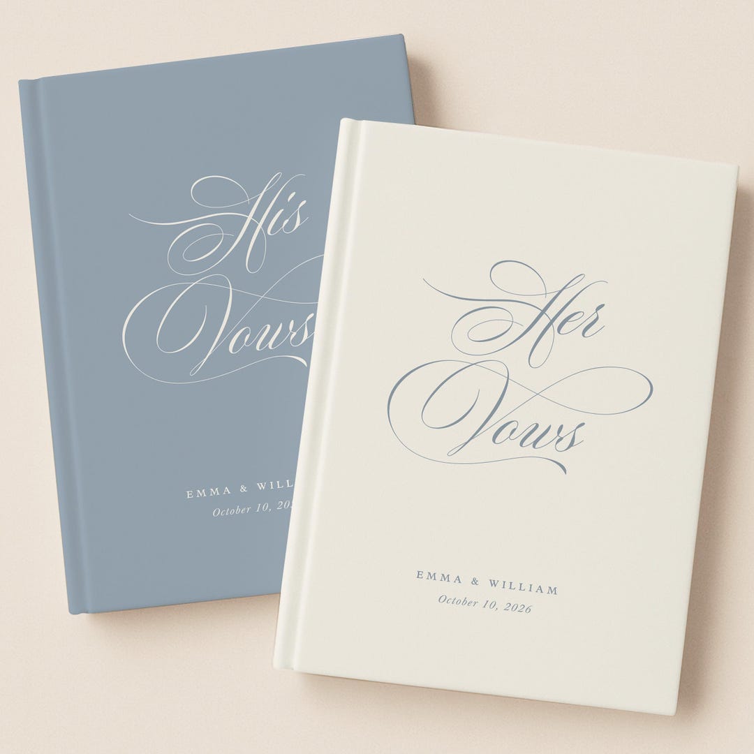 Personalized Wedding Vow Book with Minimalist Calligraphy: Elegant Ceremony Keepsake