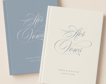 Personalisiertes Hochzeitsgelübdebuch mit minimalistischer Kalligraphie: Elegante Zeremonie Andenken