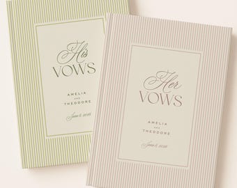 Vintage Pinstripe Wedding Vow Book: Personalized His and Her Vows Ceremony Keepsake