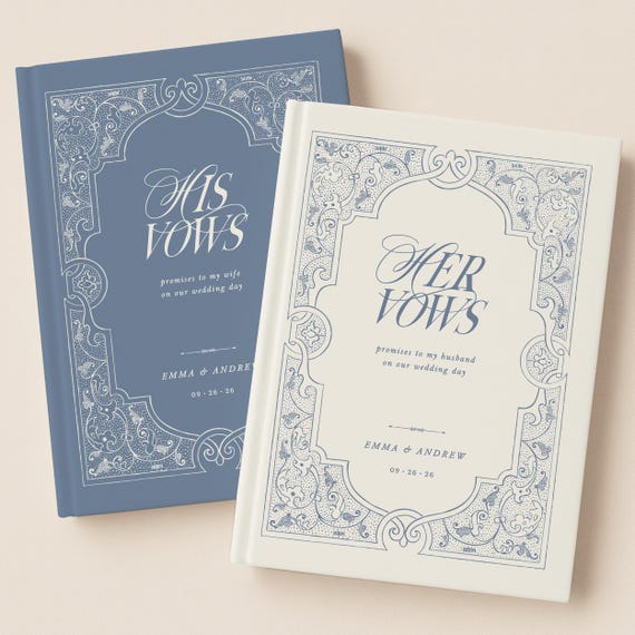 Custom Bookish Wedding Vow Books in Personalized Classic Book Cover Style Wedding Keepsake