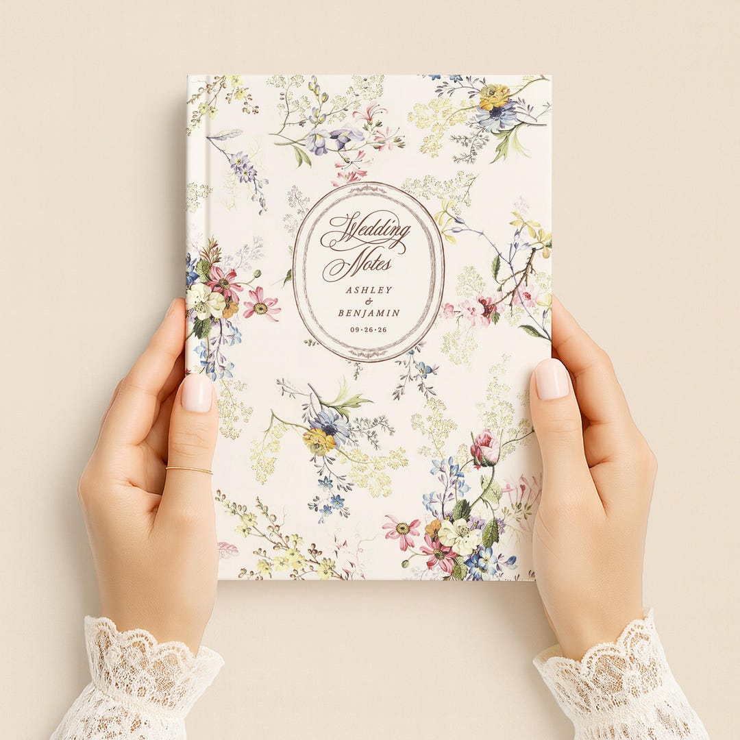 Notepage Wedding Personalized Wedding Notes Book: Vintage Floral Notebook for Bride ...