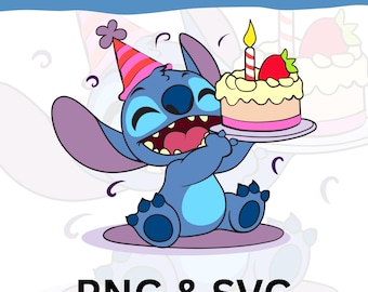 Happy birthday stitch svg png | Kids birthday character design | Birthday shirt svg | Cricut sublimation file