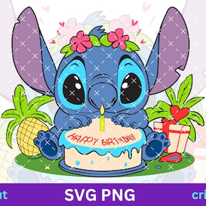 Alles Gute zum Geburtstag Stich PNG, Geburtstag Stich SVG, Geburtstag Lilo und Stich SVG, Niedliche Stich SVG, Stich Clipart Png, Stich SVG-Datei