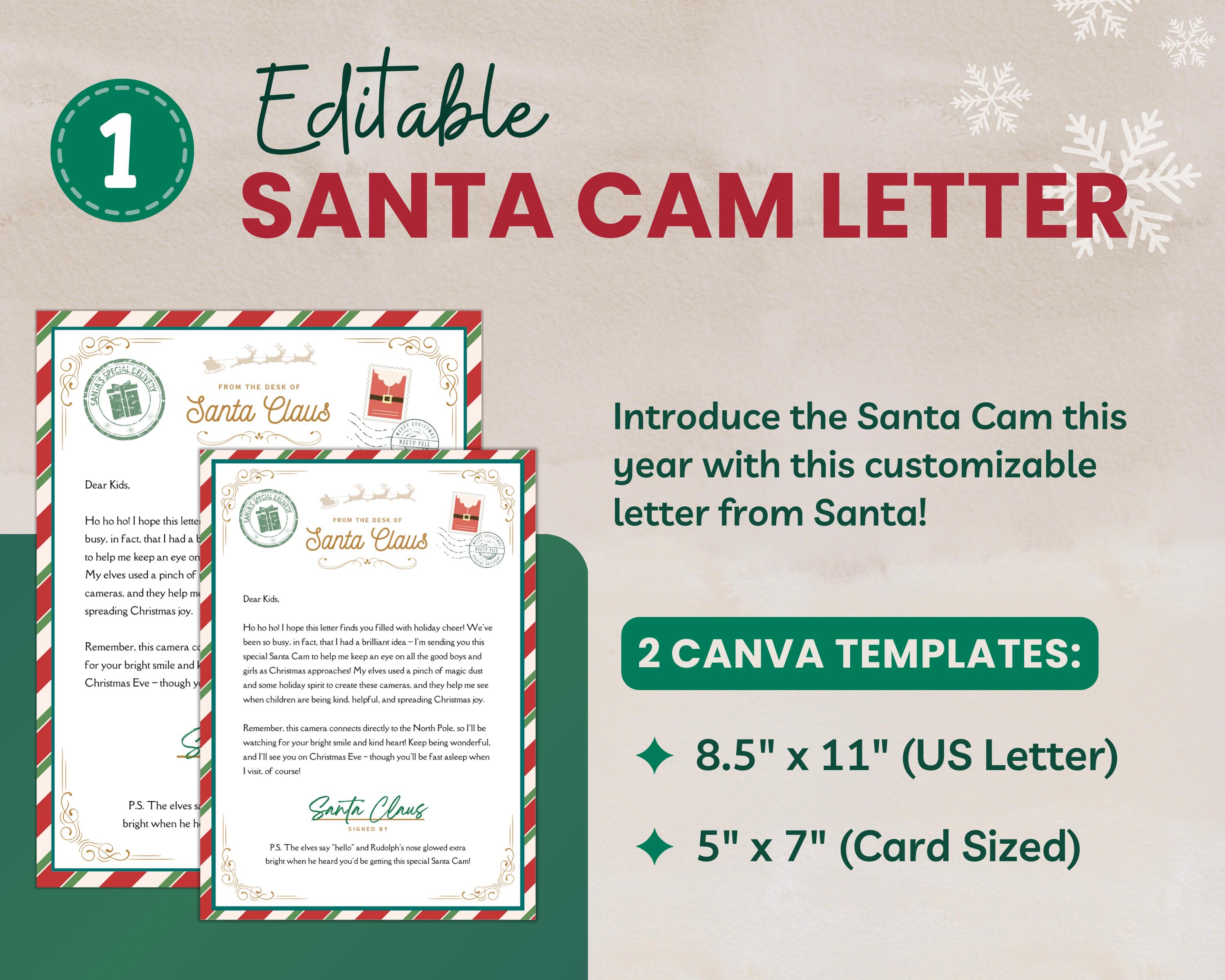 Santa Cam + Letter Bundle | Editable Santa Letter Printable | Letter ...