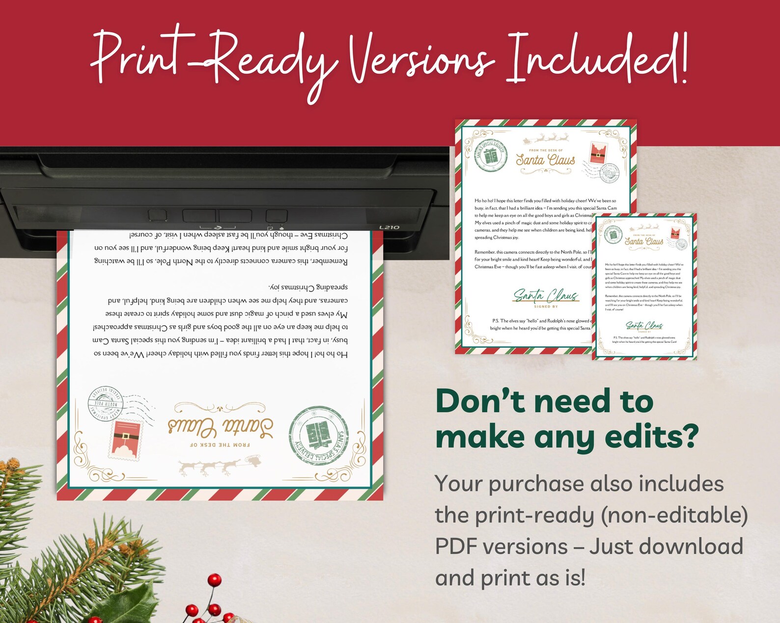 Santa Cam Letter Bundle Editable Santa Letter Printable Letter From ...