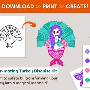 Turkey Disguise Printable | Mermaid Turkey in Disguise | Disguise a ...
