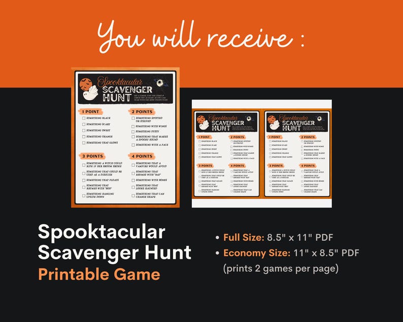 Printable Halloween Scavenger Hunt Game | Spooktacular Party (instant ...