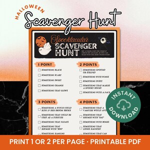 Halloween Scavenger Hunt | Halloween Hunt | Printable Halloween Party Game for Kids Teens Adults | Instant Download | Fall Scavenger Hunt
