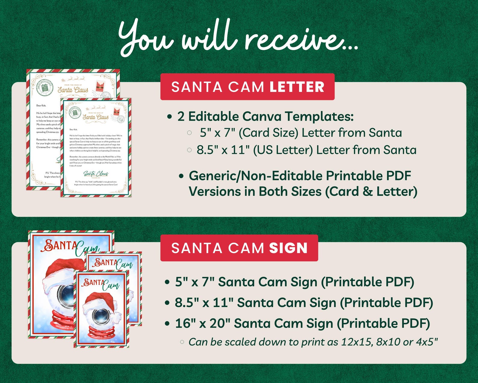 Santa Cam Letter Bundle Editable Santa Letter Printable Letter From ...