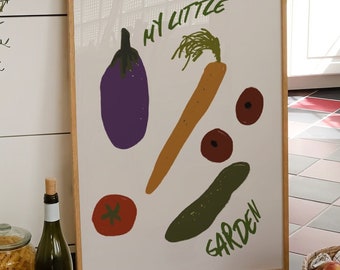 Veggie Kitchen Art Print: Hand-Drawn Foodie Poster (Digital Download)