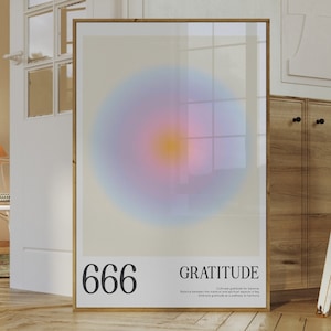 Angel Number 666 Gratitude Poster, Gradient Aura Wall Art, Spiritual Poster for Protection, Printable Art, Zen Home Decor, Digital Download