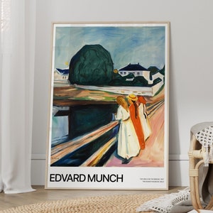 Edvard Munch The Girls On The Bridge Print, Modern Expressionist Art, Home Wall Decor, Art Exhibition Poster, Vibrant Art, Digital Download