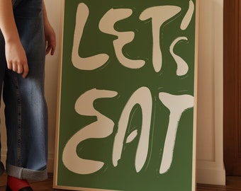 Let's Eat Poster: Retro Kitchen Wall Art (Digital Download)