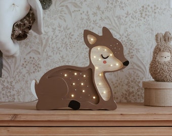 Wooden Deer LED Night Light: Handmade Kids Room Decor