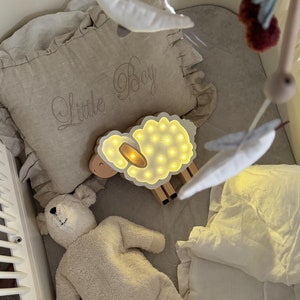 Wooden lamp Sheep Night Lights for Kids - Handmade Animal Nursery Light, Remote Control, Children&#39;s Room Decor